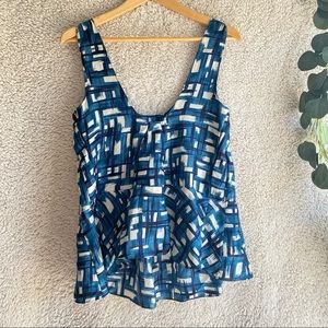 Marni 100% Silk Tank Blue White Size Large